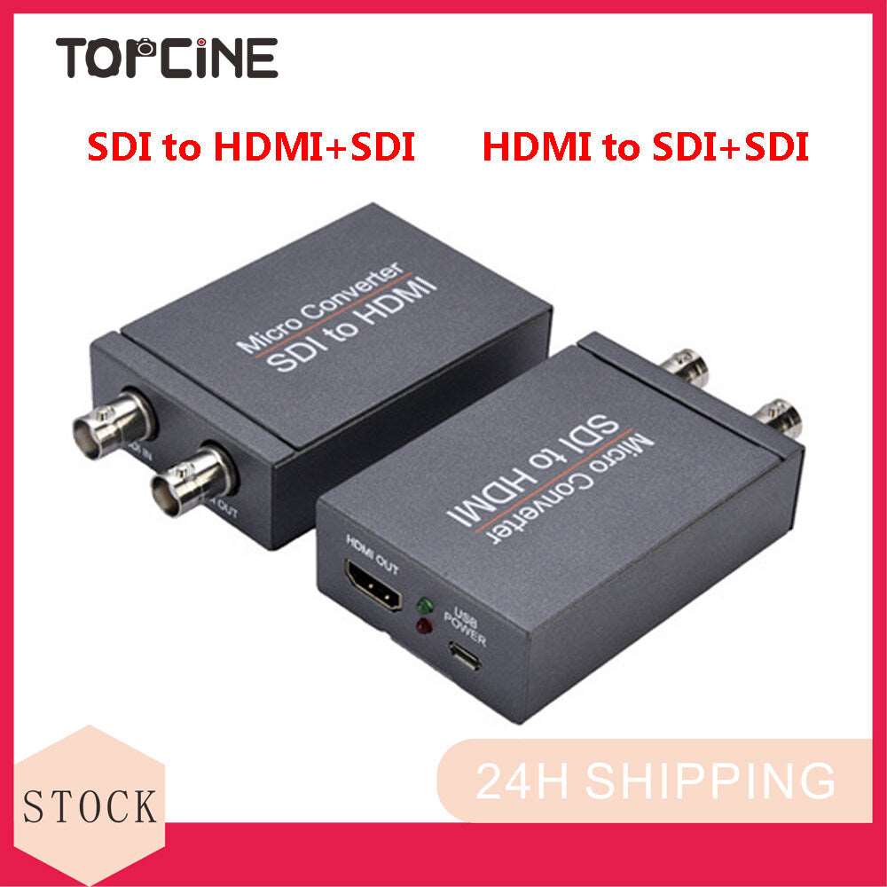 HD 3G Video Micro Converter SDI to HDMI+SDI Adapter ,HDMI in to Two SDI Output Mini 3G HD SD-SDI Video Converter Adapter with Audio Embedder,Support 1080P 60Hz,Auto Format Detection for Camera TOPCINE
