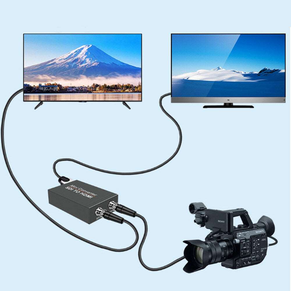 HD 3G Video Micro Converter SDI to HDMI+SDI Adapter ,HDMI in to Two SDI Output Mini 3G HD SD-SDI Video Converter Adapter with Audio Embedder,Support 1080P 60Hz,Auto Format Detection for Camera TOPCINE