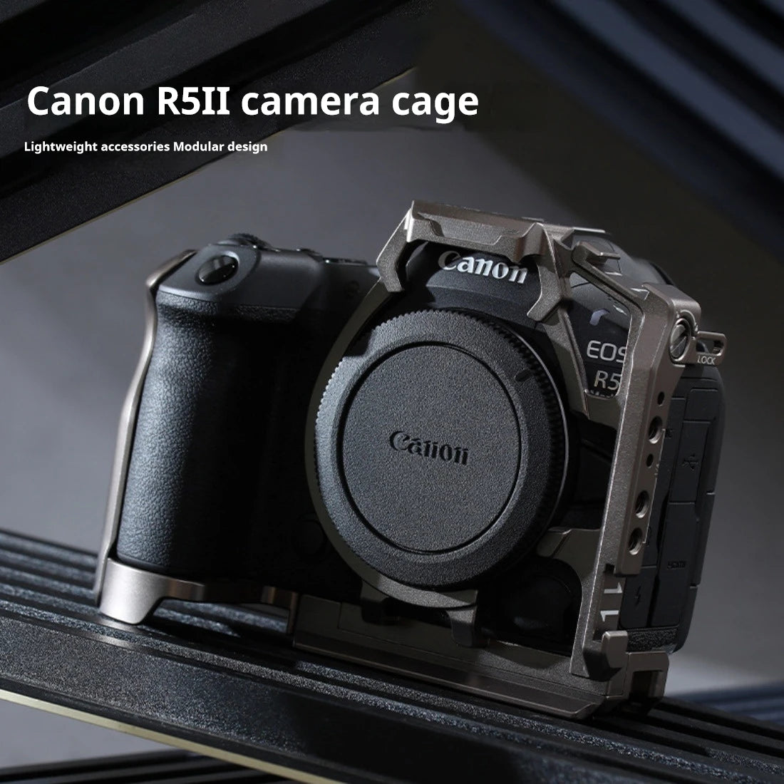 R5II Cage for Canon EOS R5 Mark II Camera Full Cage with Multiple Positioning Points 1/4" Holes Cold Shoe Mount Full Access R52
