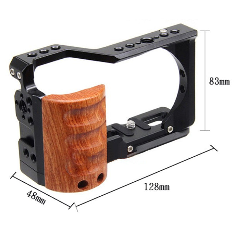 ZVE10 Camera Cage with Wood Handle Compatible for Sony Alpha ZV-E10 Camera, Aluminum Alloy Camera Rig for Sony ZVE10 Camera. 3/8"-16 Locating Holes for ARRI