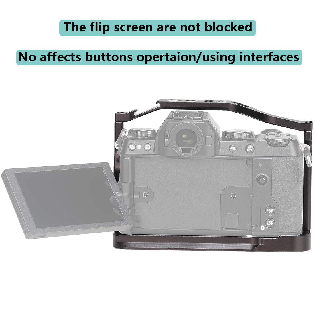 Topcine X-S20 Cage for Fujifilm X-S20 Mirrorless Camera,with 3/8" Arri Locating Holes and Cold Shoe Extension for Microphone/ Light TOPCINE