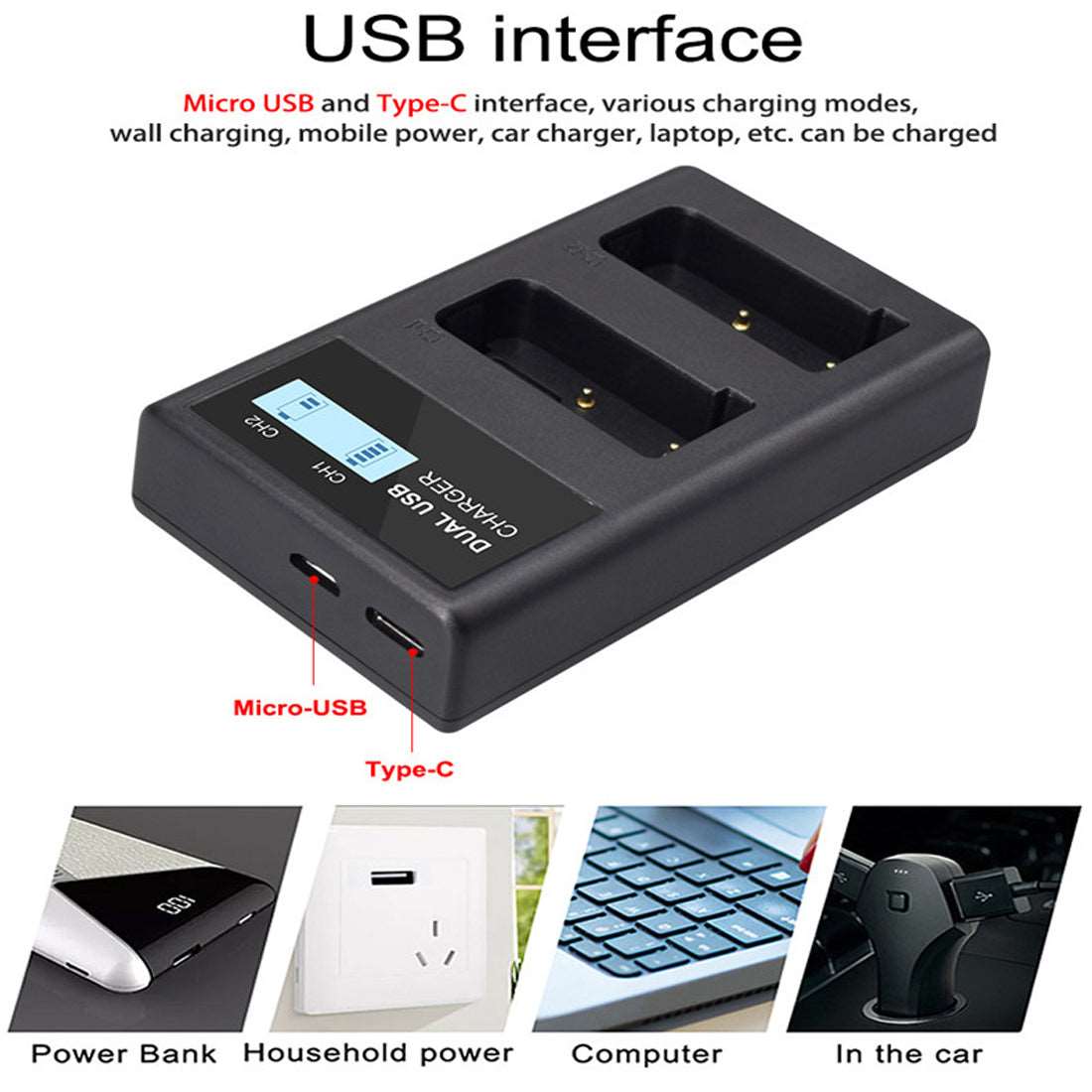 Dual Slot EN-EL9 Battery Charger for Nikon Cameras camera charger TOPCINE