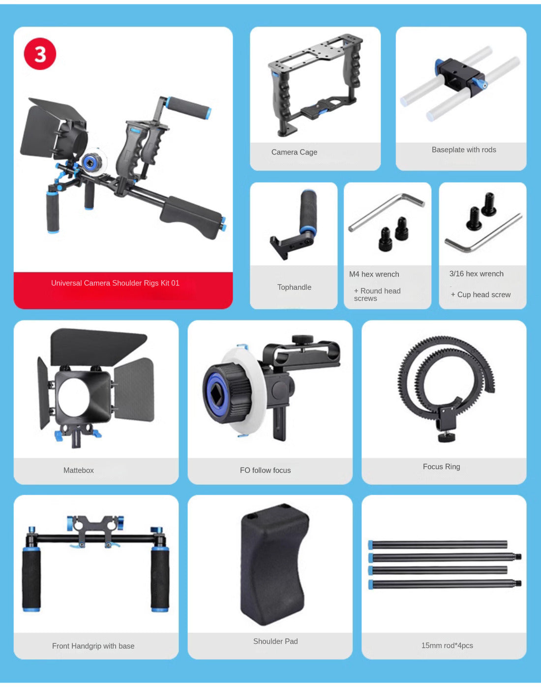 Camera Shoulder Support Rig Kit with Cage & Matte Box for Dslr Video Camcorder camera shoulder rig set TOPCINE