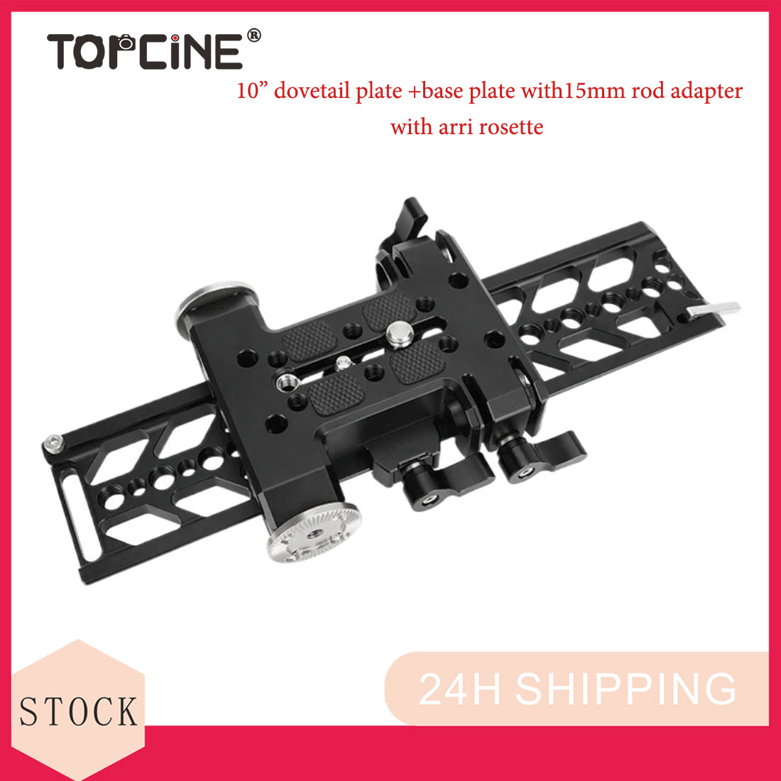 10" Dovetail Plate and QR Baseplate With Double 15mm Rod Adapter & ARRI Rosette Connections For DSLR Camera Tripod Head