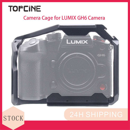 Topcine Aluminum Alloy GH6 Cage for Panasonic LUMIX GH6 Camera,with Cold Shoe Mount 1/4 & 3/8 Inch Screw Holes Full DSLR Camera Cage Rig  TOPCINE