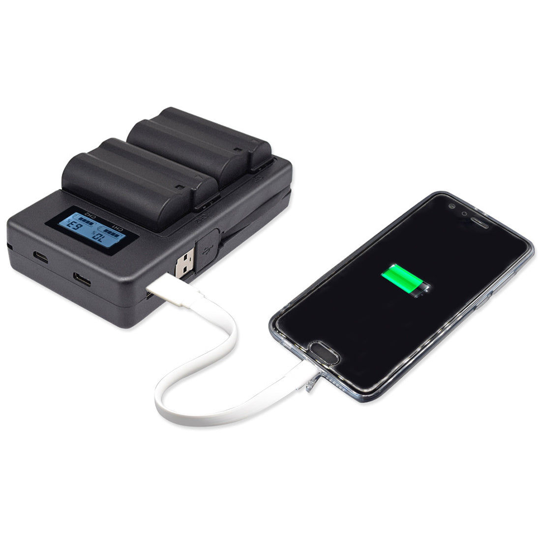 Topcine Dual Slot EN-EL15 Battery Charger, ENEL15 Fast Charger Compatible for Nikon D500, D600, D610, D750,D780, D800, D800e, D810, D810a, D850, D7000, D7100, D7200, D7500, 1 V1, Z6, Z6 II,Z7, Z7 II Cameras TOPCINE