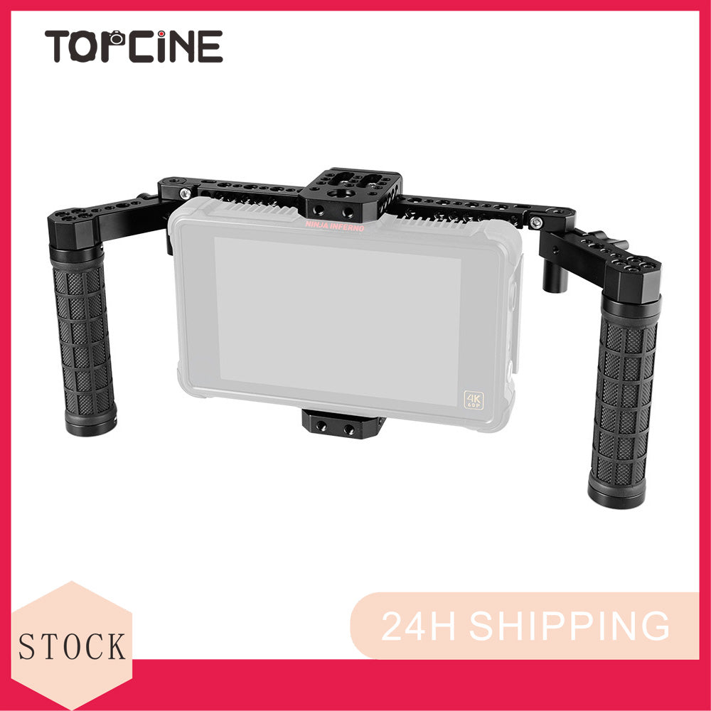 Director's Cage for Camera Monitors. Adjustable 7" Monitor Cage Rig With Dual Rubber Handles & Support Bracket Accessory for SmallHD 700 Series TOPCINE