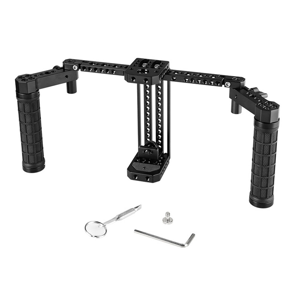 Director's Cage for Camera Monitors. Adjustable 7" Monitor Cage Rig With Dual Rubber Handles & Support Bracket Accessory for SmallHD 700 Series  TOPCINE