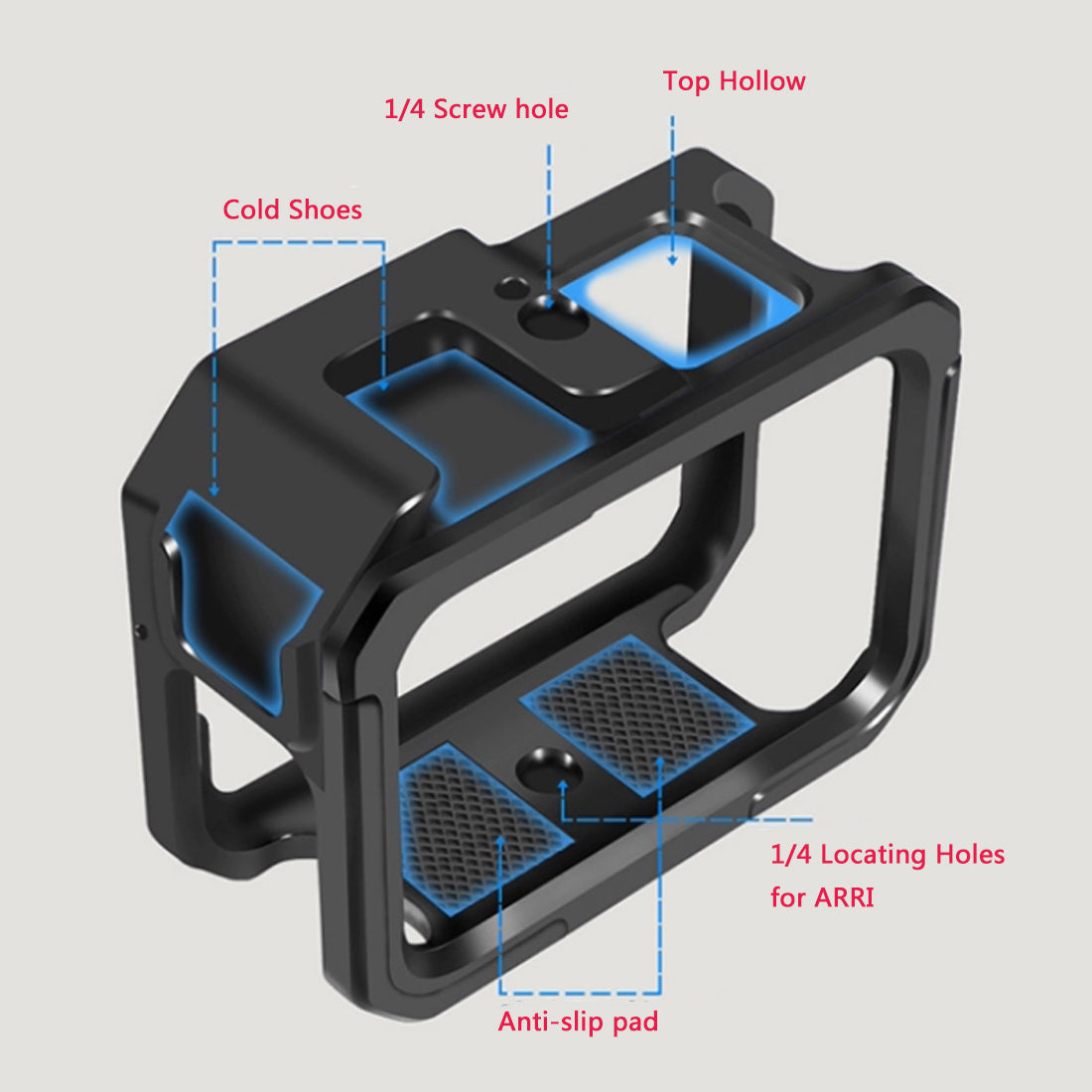 Topcine Metal Case for GoPro Hero 11/Hero 10/9 Black, Aluminum Alloy Protective Cage with Cold Shoe Mount & 52mm UV Protective Lens TOPCINE