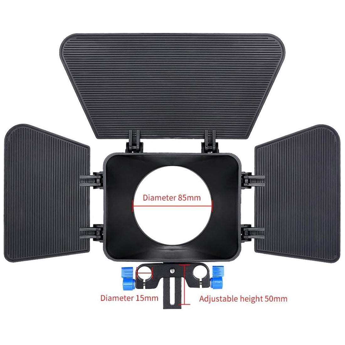 Topcine Matte Box for 15mm Standard Rail Rods for Canon Sony Panasonic Nikon Fujifilm Olympus Cameras Camcorder Lenses Diameter Less Than 85mm with Height Adjustable for Different Camera Lenses TOPCINE