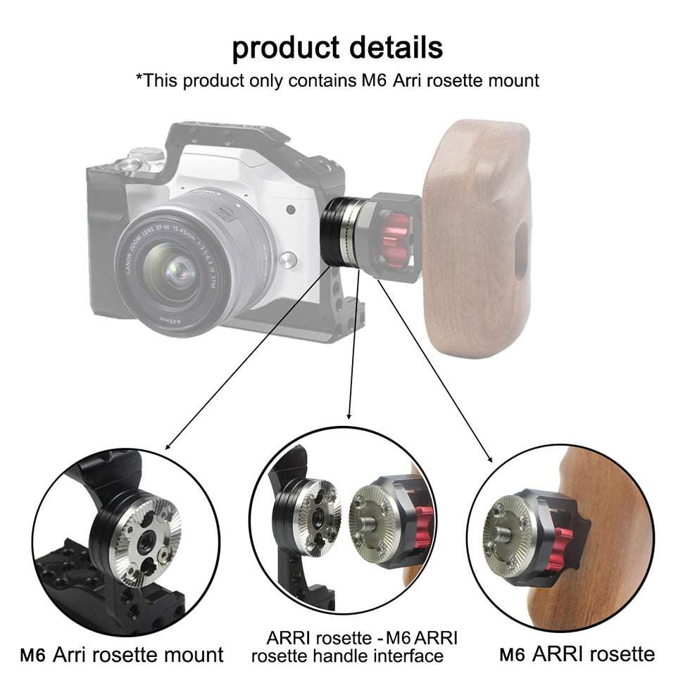 Topcine M6 ARRI Rosette Mount Adapter Applicable for DSLR Camera Cage,Handle, Wooden Handgrip, Rig Rail Handle Photography Accessories TOPCINE