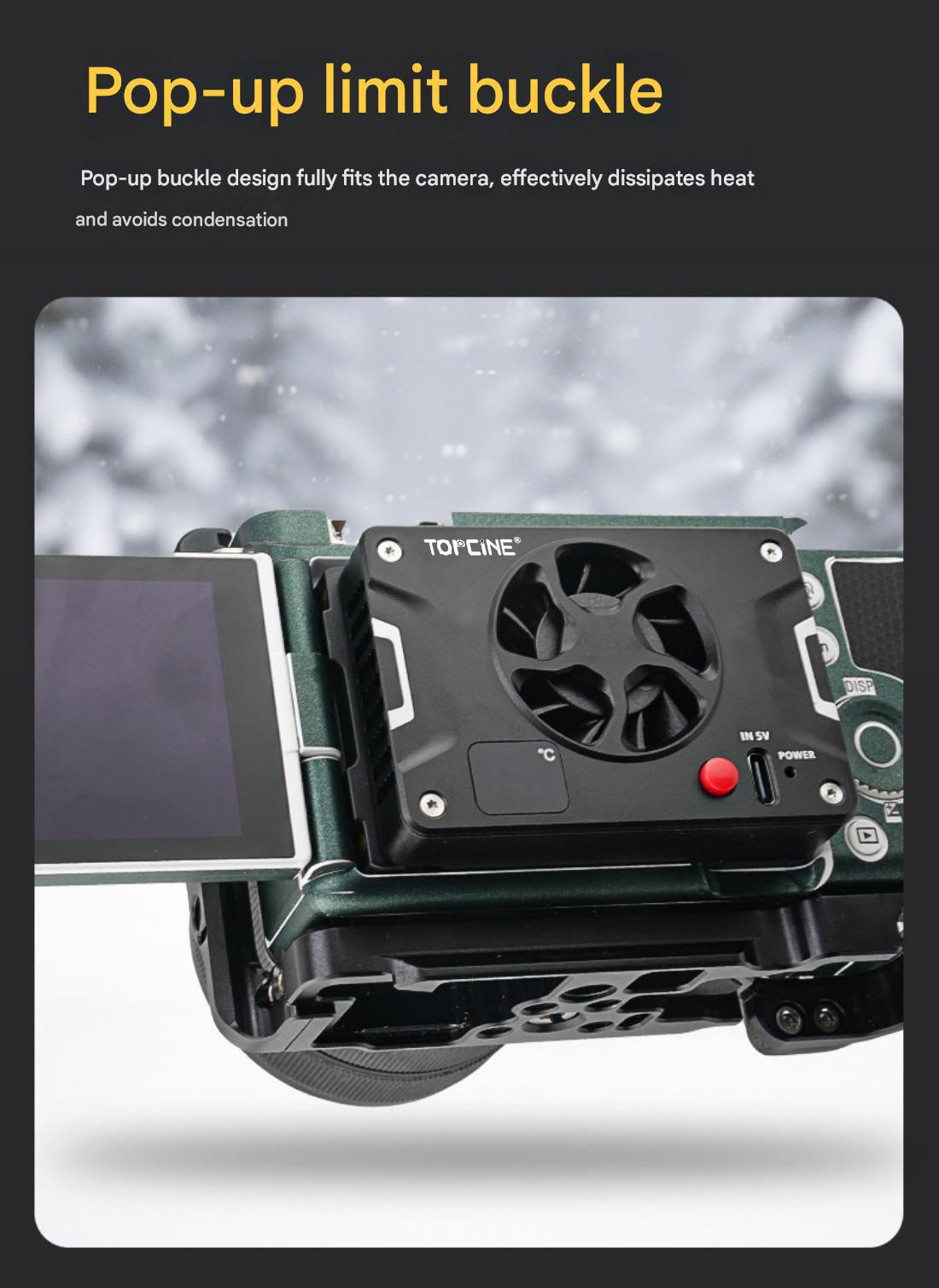 Universal Camera Cooling Fan for Sony A7M4/FX3 Canon R8 Fuji Nikon ZF Camera Live Broadcast Constant Temperature Semiconductor Cooling Fan
