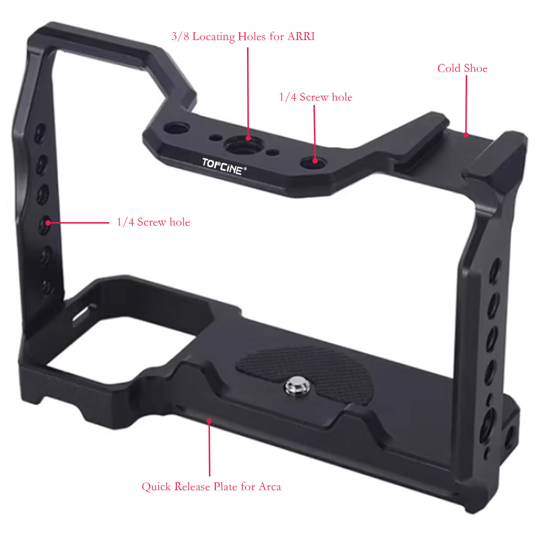 Topcine A7C Cage for Sony Alpha 7C /Alpha 7C R /Alpha 7C II Camera,Quick Release Plate for Arca-Swiss,1/4" & 3/8" Screw Holes and Cold Shoe Mount for Accessories TOPCINE