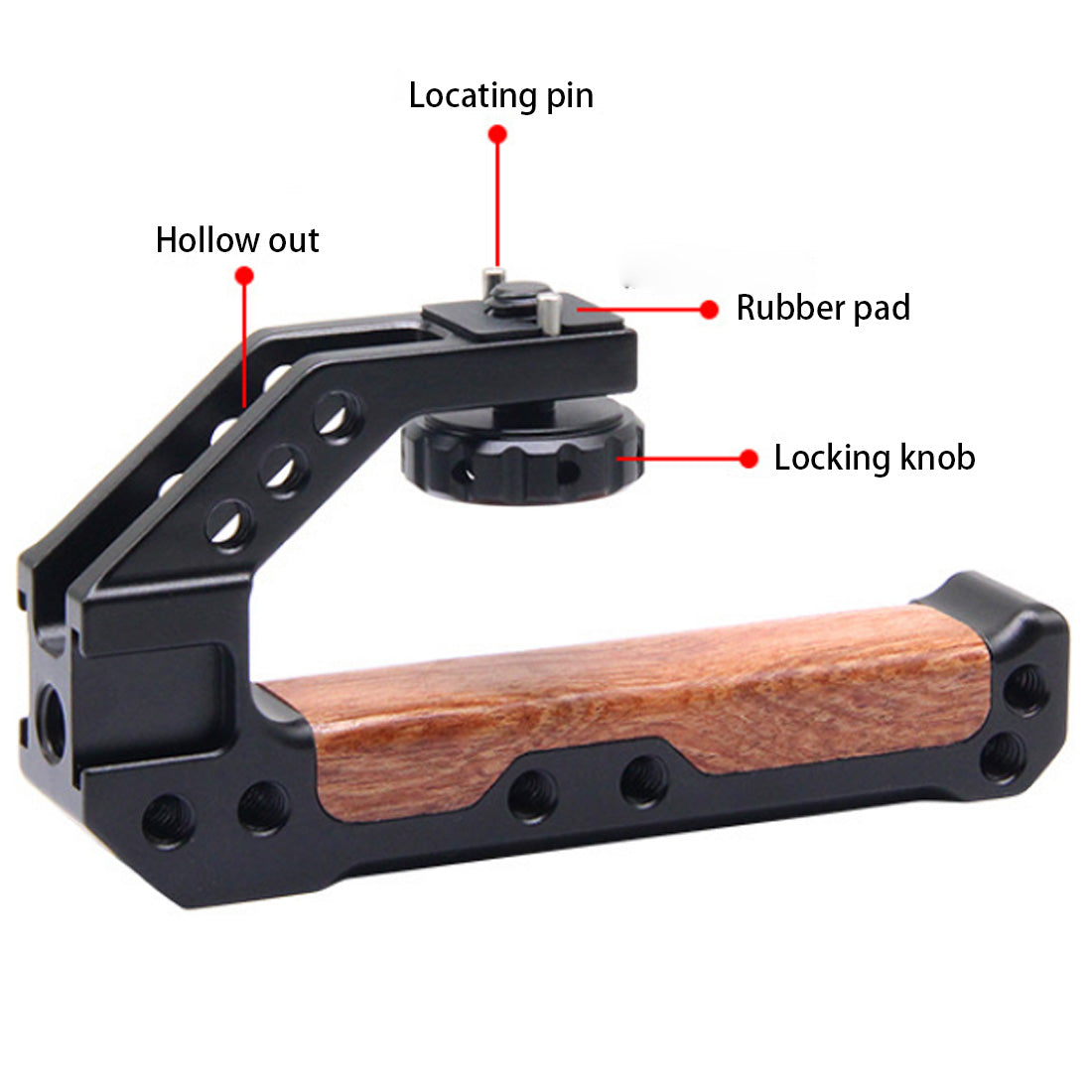 Topcine ARRI-Mount Wooden Top Handle With Cold Shoe Adapters to Mount DSLR Camera with Microphone/ LED Light/ Monitor Camera Cage handgrip TOPCINE
