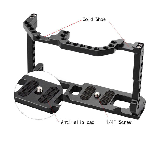 Topcine Camera Cage for Canon EOS 90D/80D/70D DSLR Camera, Full Camera Cage with Cold Shoe Mount, 1/4"-20 Threaded Holes Standard 38mm Bottom Plate with Quick Release Sliding Chute, Anti-Slip Design camera cage TOPCINE