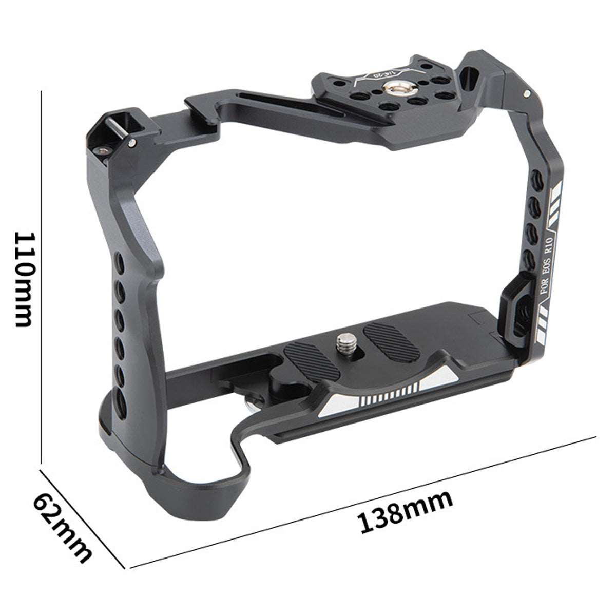 Topcine Full Cage Canon EOS R10 Camera Cage Rig, Aluminum Alloy R10 cage with 1/4"-20 and 3/8"-16 Threaded Hole, Cold Shoe and Quick Release Plate  TOPCINE