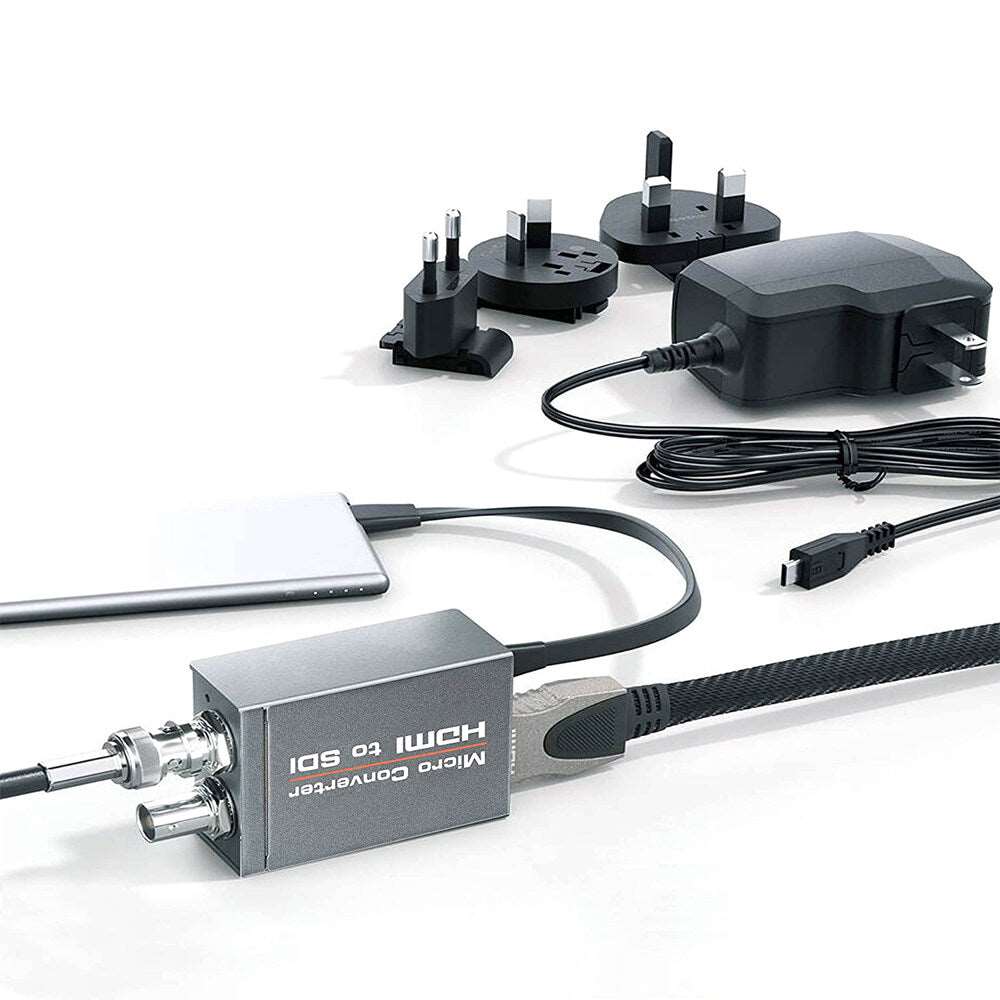 HD 3G Video Micro Converter SDI to HDMI+SDI Adapter ,HDMI in to Two SDI Output Mini 3G HD SD-SDI Video Converter Adapter with Audio Embedder,Support 1080P 60Hz,Auto Format Detection for Camera TOPCINE