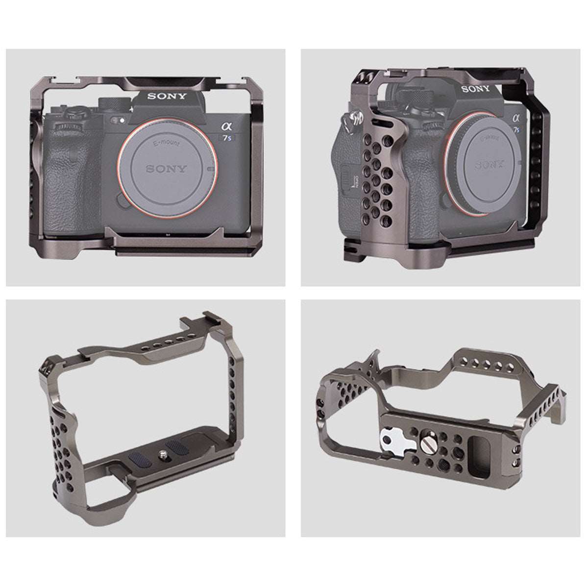 Topcine Camera Full Cage Compatible for Sony A7SⅢ Camera, Aluminum Alloy Sony A7S3 Camera Cage Rig with Cold Shoe Mount for Microphone and Light  TOPCINE