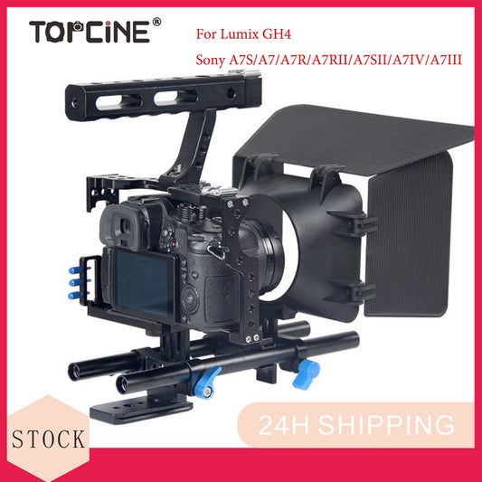 GH4 Camera Cage Kit for Sony A7S A7 A7R A7RII A7SII Cage with Mattebox Follow Focus 15mm Rods