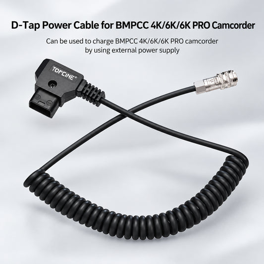 Topcine DTap to BMPCC 4K 6K Pro Coiled Power Cable Suitable for Blackmagic Pocket Cinema Camera and Gold Mount V Battery camera cable TOPCINE