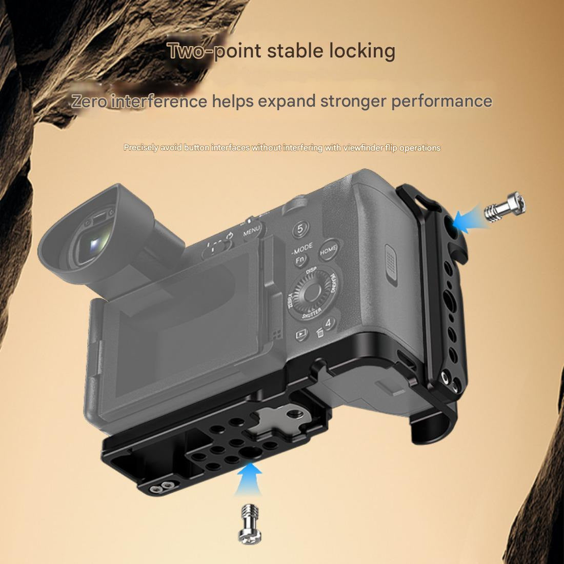 FX2 Camera Cage Compatible for Sony FX2 Digital Cinema Camera Accessory with NATO Slider Buit-in Arca Bottom Plate Two Point Locking Cold Shoe Multiple 1/4" 3/8" Threaded Holes for Quick Switch