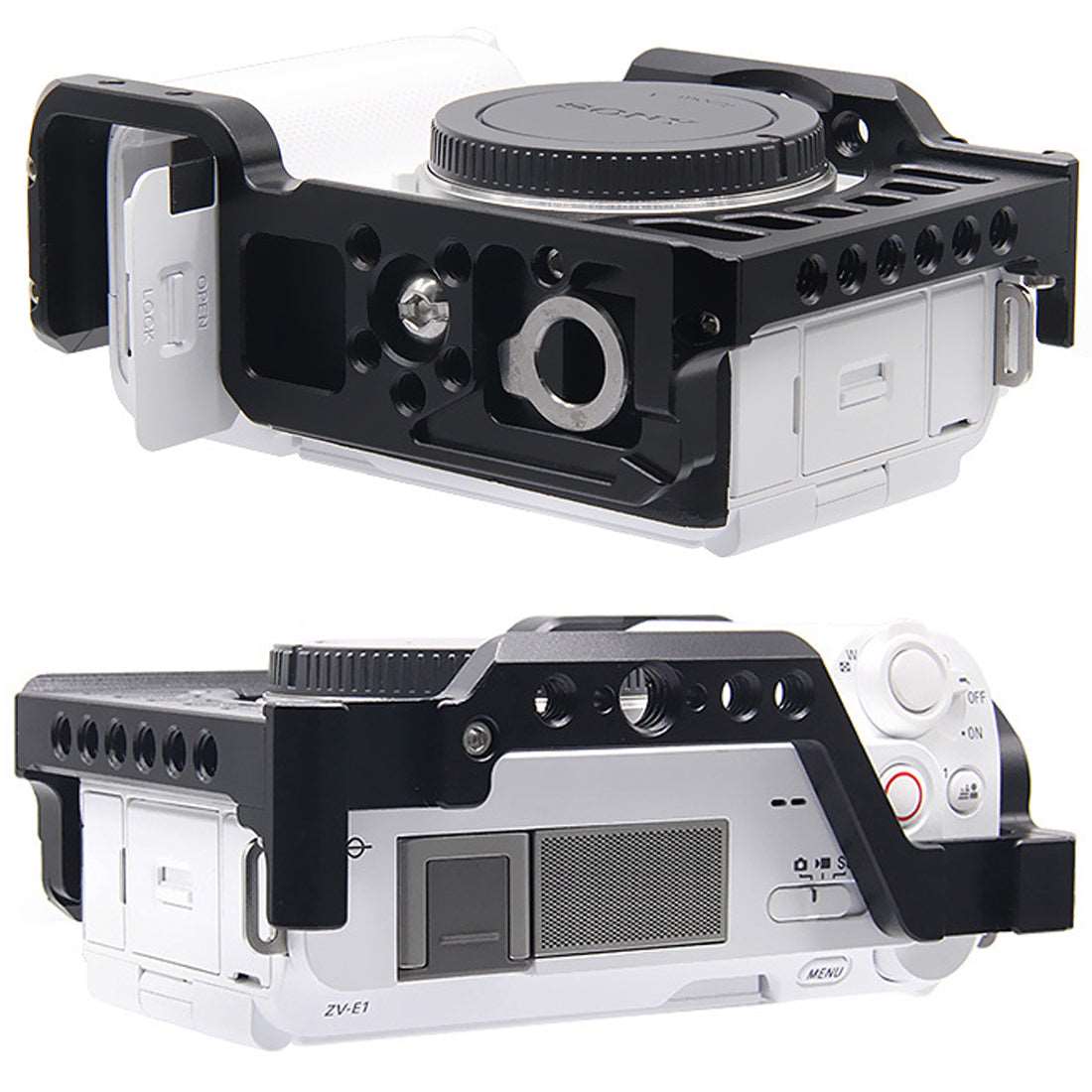 Topcine Metal Cage with Wood Handle for Sony ZV-E1 Camera,with Multiple 1/4 Threaded Holes ARRI Positioning Points and Cold Shoes Mounts TOPCINE