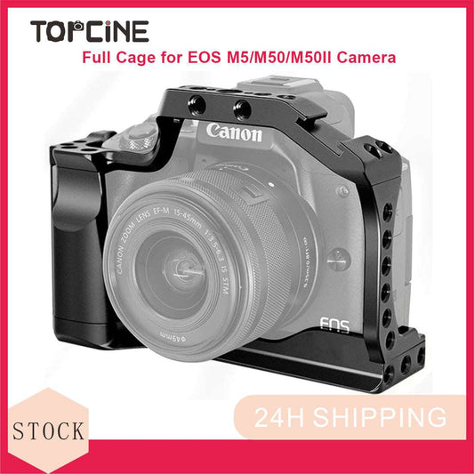 Topcine EOS M50 Cage for Canon EOS M5/M50/M50II Camera with 3/8“ Arri Locating and Cold Shoe Mount Extension for Microphone/ Light m50 cage  TOPCINE