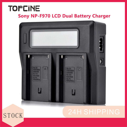 Topcine LCD Dual Channel SONY NP-F970 F960 F770 F750 F550 Battery Charger for Sony NP-500/ NP-F530/NP-F550/NP-F560/NP-F570/NP-F750/NP-F770/NP-960/NP-F930/NP-F950/NP-F960/NP-F970 Cameras  TOPCINE