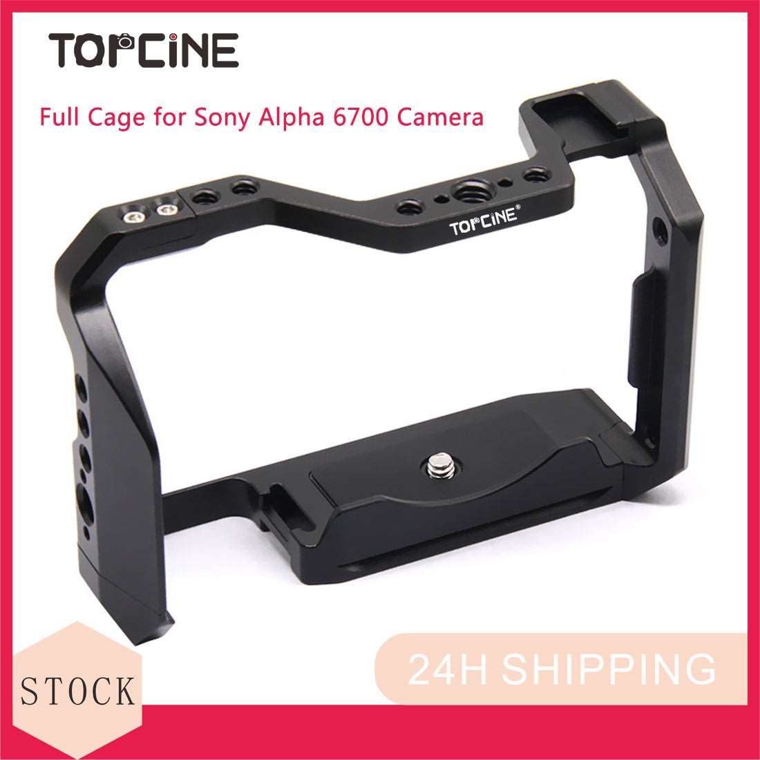 Topcine A6700 Camera Cage for Sony Alpha 6700 Camera, Video Shooting Cage Rig Filming Accessories with 3/8“ Arri Locating and Cold Shoe Extension for Microphone/ Light TOPCINE