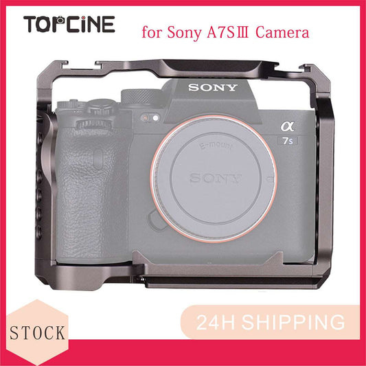 Topcine Camera Full Cage Compatible for Sony A7SⅢ Camera, Aluminum Alloy Sony A7S3 Camera   Cage Rig with Cold Shoe Mount for Microphone and Light  TOPCINE