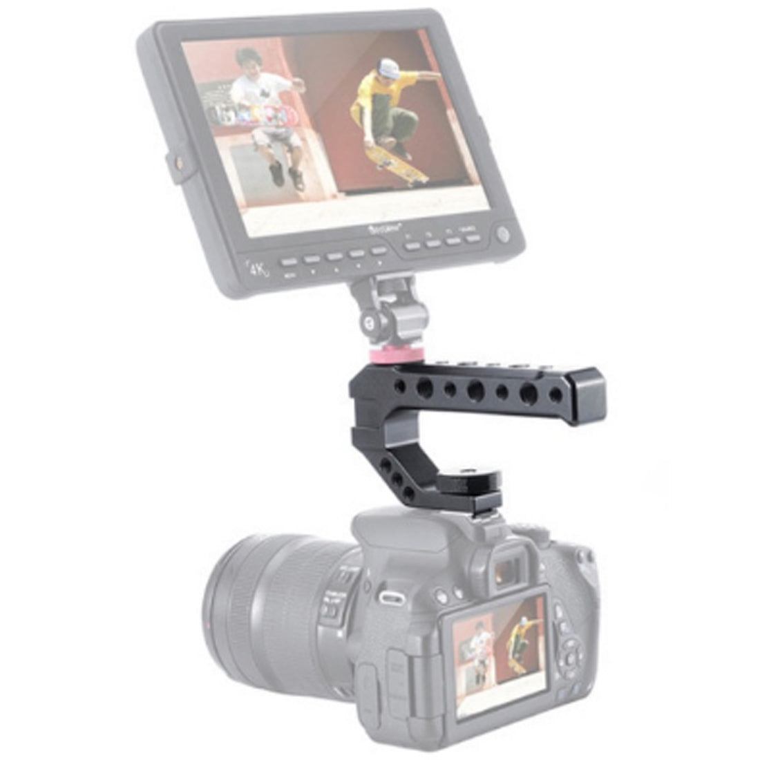 Topcine Universal DSLR Camera Top Handle Camera Top Cheese Handle Grip Universal Video Stabilizing Rig with Three Cold Shoe Adapters and Plenty 1/4", 3/8" Screw Thread  TOPCINE