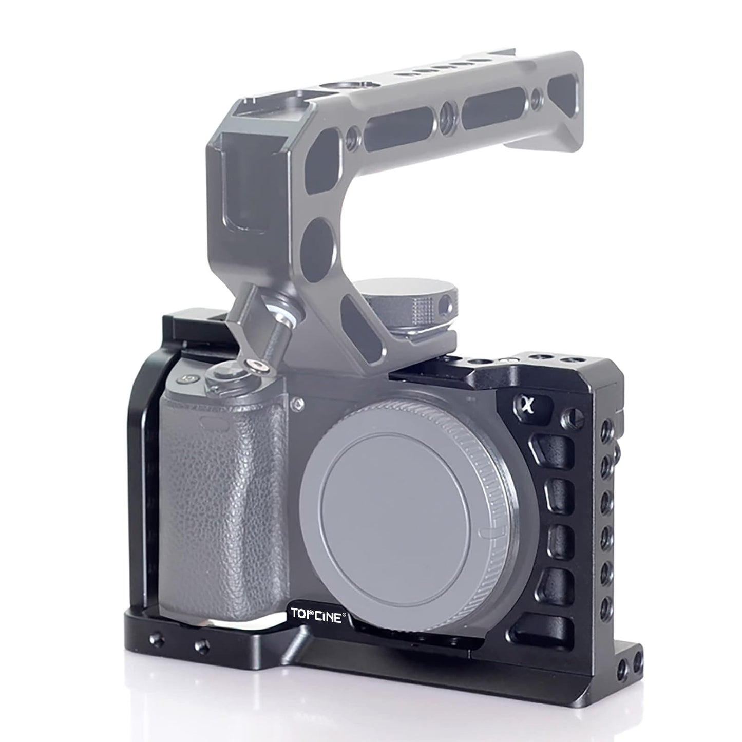 Topcine Camera Cage for Sony A6500 A6400 A6300 A6000 A6100 Cameas with Cold Shoe,Handle Locating Holes,Multiple 1/4" 3/8" Screw Holes camera cage TOPCINE