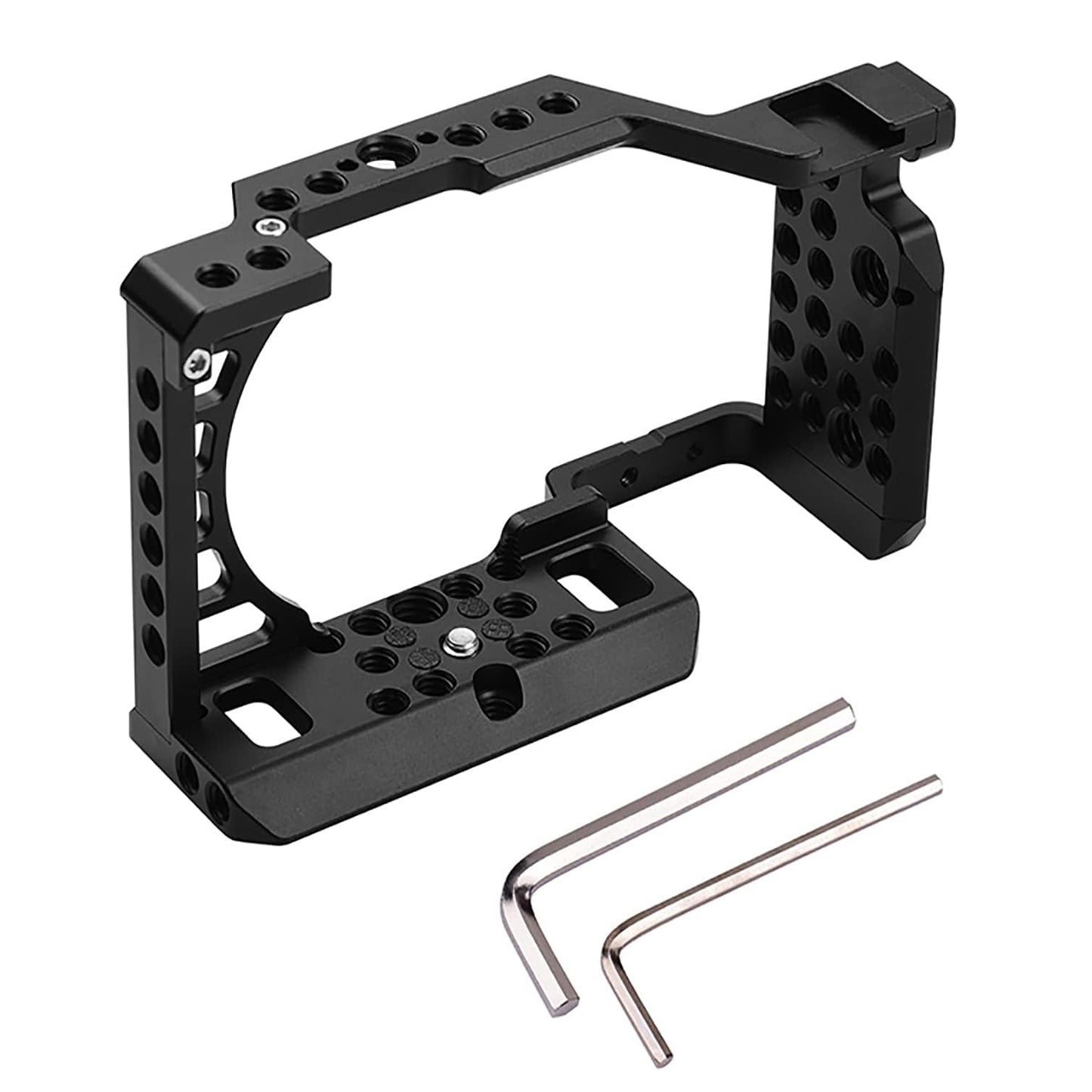 Topcine Camera Cage for Sony A6500 A6400 A6300 A6000 A6100 Cameas with Cold Shoe,Handle Locating Holes,Multiple 1/4" 3/8" Screw Holes camera cage TOPCINE