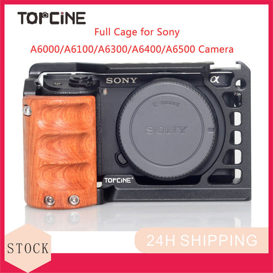 Topcine Camera Cage for Sony A6500 A6400 A6300 A6000 A6100 Cameas with Cold Shoe,Handle Locating Holes,Multiple 1/4" 3/8" Screw Holes camera cage TOPCINE