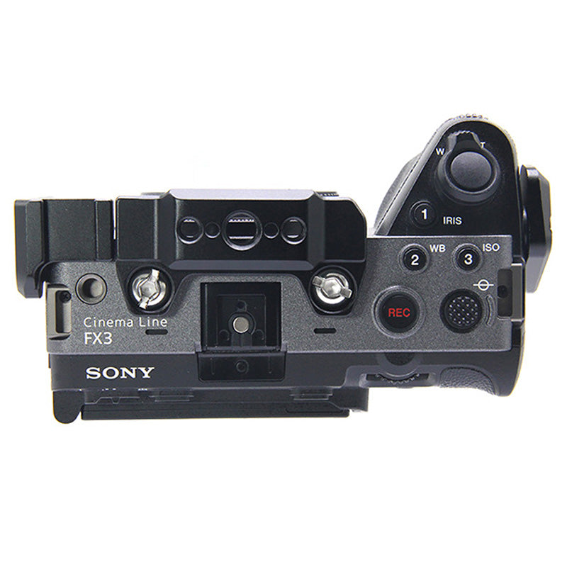 TOPCINE Camera Cage Compatible for SONY FX30/FX3 Camera, 3/8"-16 Locating Holes for ARRI, Cold Shoe Mount for Microphone and Light camera cage TOPCINE