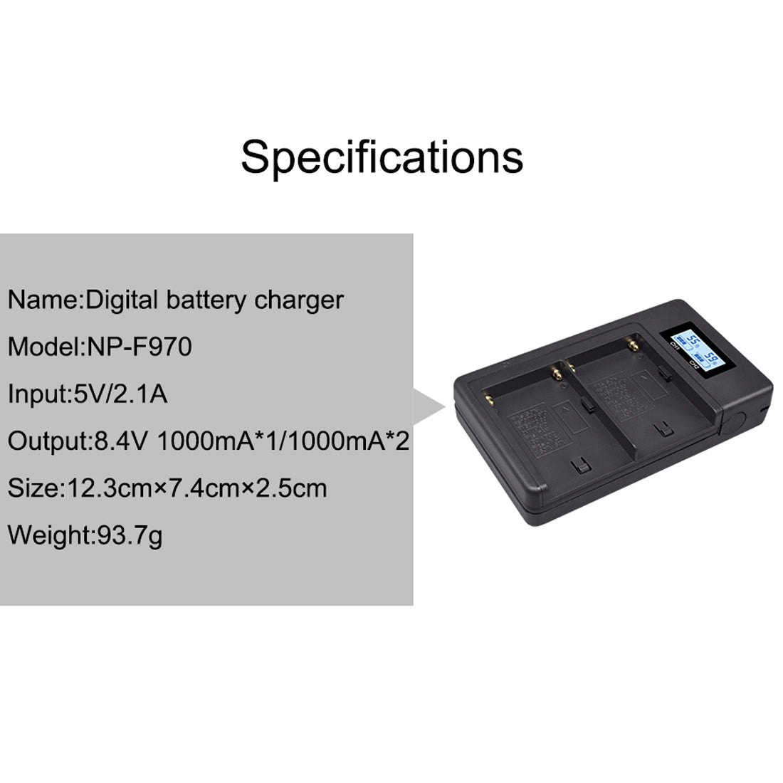 Topcine Dual Slot NP-F970 Battery Charger, NPF970 Fast Charger Compatible for Sony NP-F570 NP-F550 NP-F750 NP-F770 NP-F970 NP-F975 NP-F960 NP-F530 NP-F730 NP-F930 NP-F950 TR516 TR716 TR818 TR910 Etc. camera battery charger TOPCINE