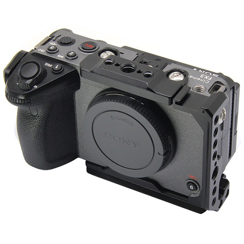 TOPCINE Camera Cage Compatible for SONY FX30/FX3 Camera, 3/8"-16 Locating Holes for ARRI, Cold Shoe Mount for Microphone and Light camera cage TOPCINE