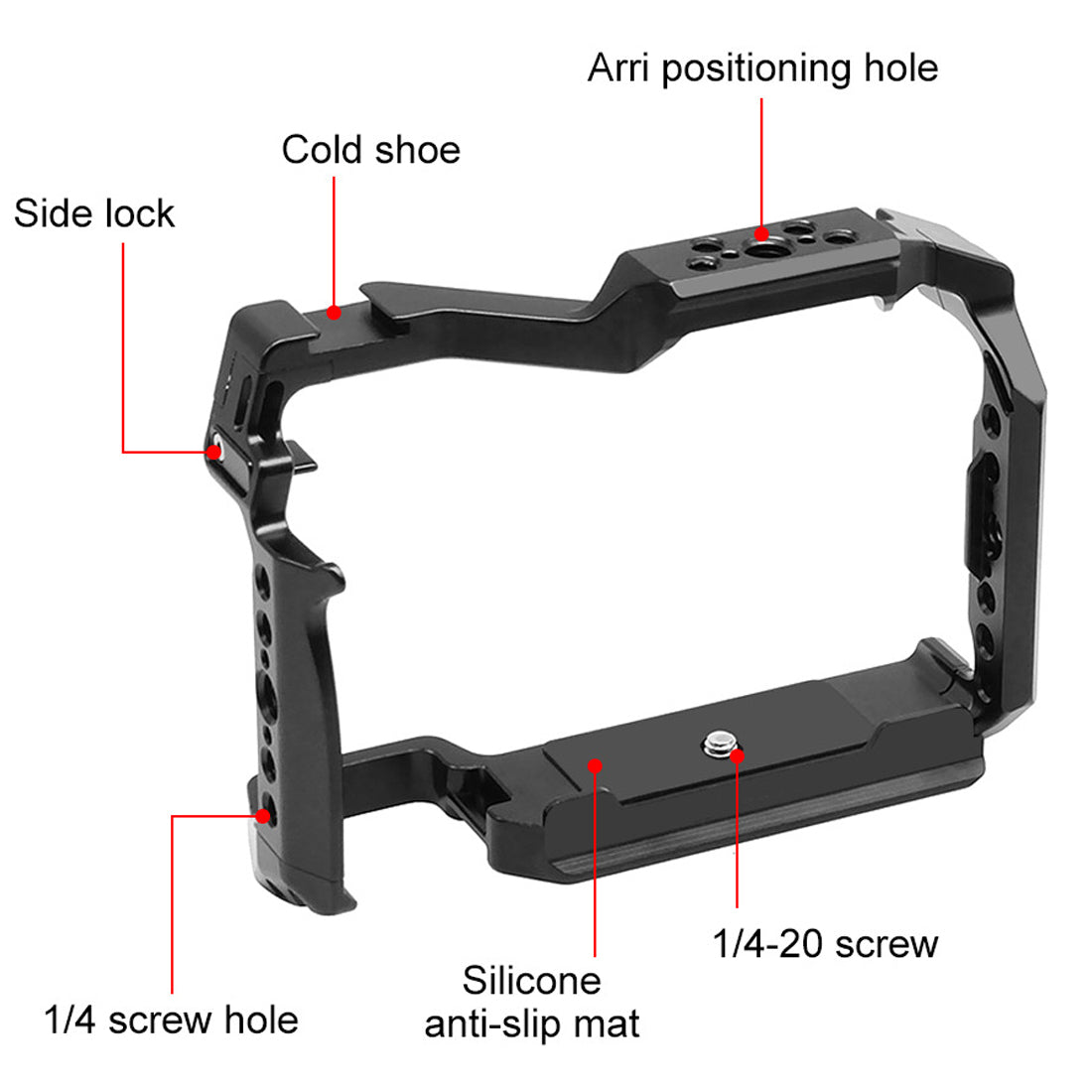 Topcine S5 II S5 IIX Camera Cage for Panasonic LUMIX S5 II / S5 IIX with NATO Rail 1/4 Inch 3/8 Inch Screw Holes and Cold Shoe Mount for Microphone and Light TOPCINE