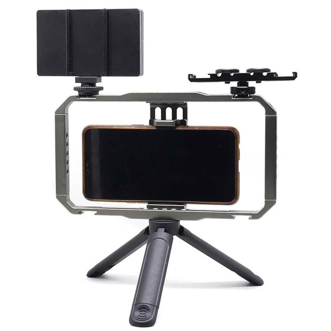 Topcine Universal Phone Video Rig Kit Compatible with iPhone Android, Filmmaking Vlogging Rig Aluminium Alloy Phone Video Cage Grip with Cold Shoe Mount for Videomaker Videographer,Video Stabilizer Rig TOPCINE