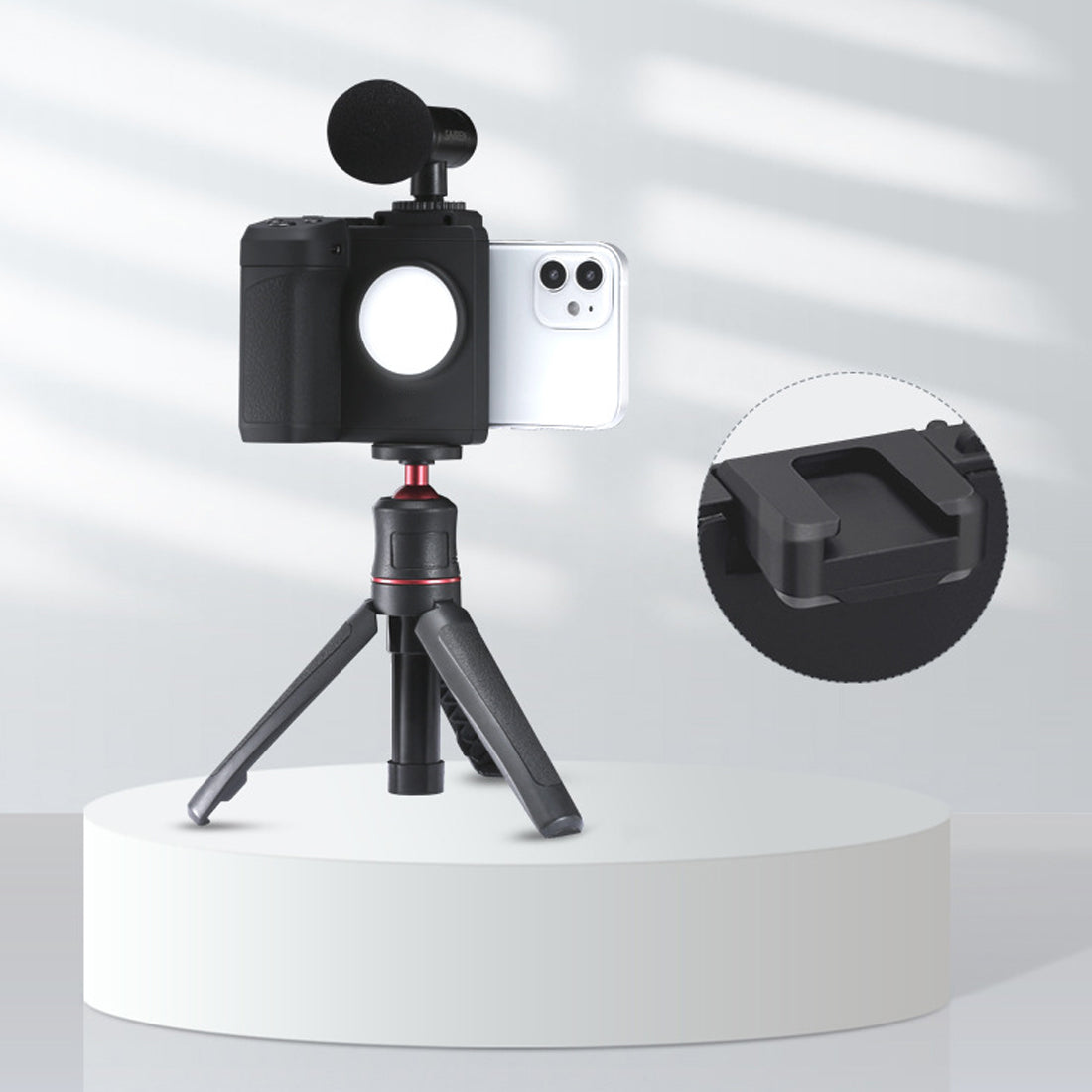 Topcine Smartphone Camera Shutter Remote Handle Grip with Detachable Wireless Remote Control,Three-Speed Adjustable Fill Light for iPhone Samsung Google OnePlus Phones Video/Photo Shooting TOPCINE