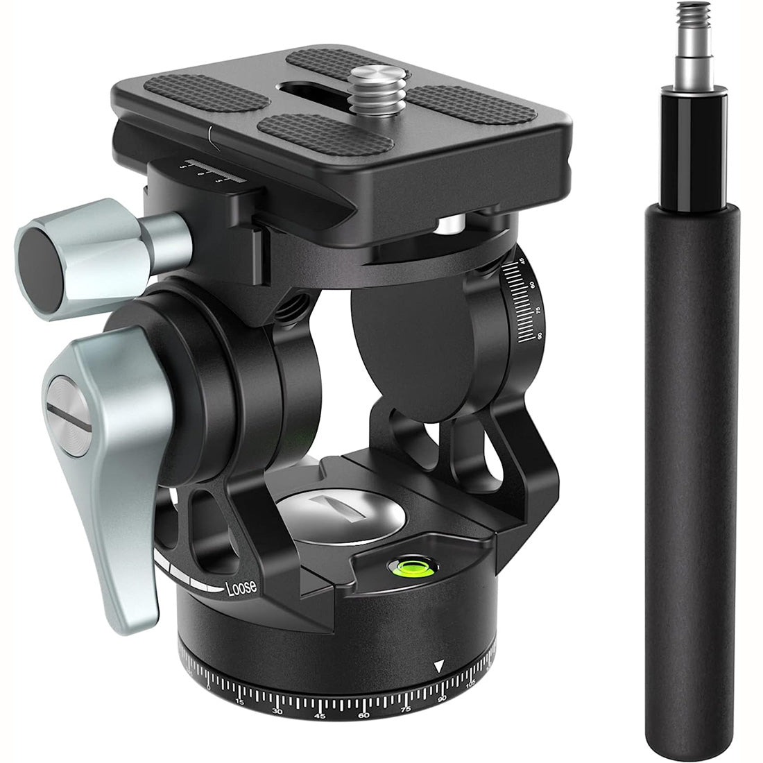 Topcine Video Fluid Head for Camera Tripod, Mini Pan Tilt Head Small Panoramic Ball Head with Arca Swiss Quick Release Plate Lightweight Filming Equipment, with Detachable Handle  TOPCINE