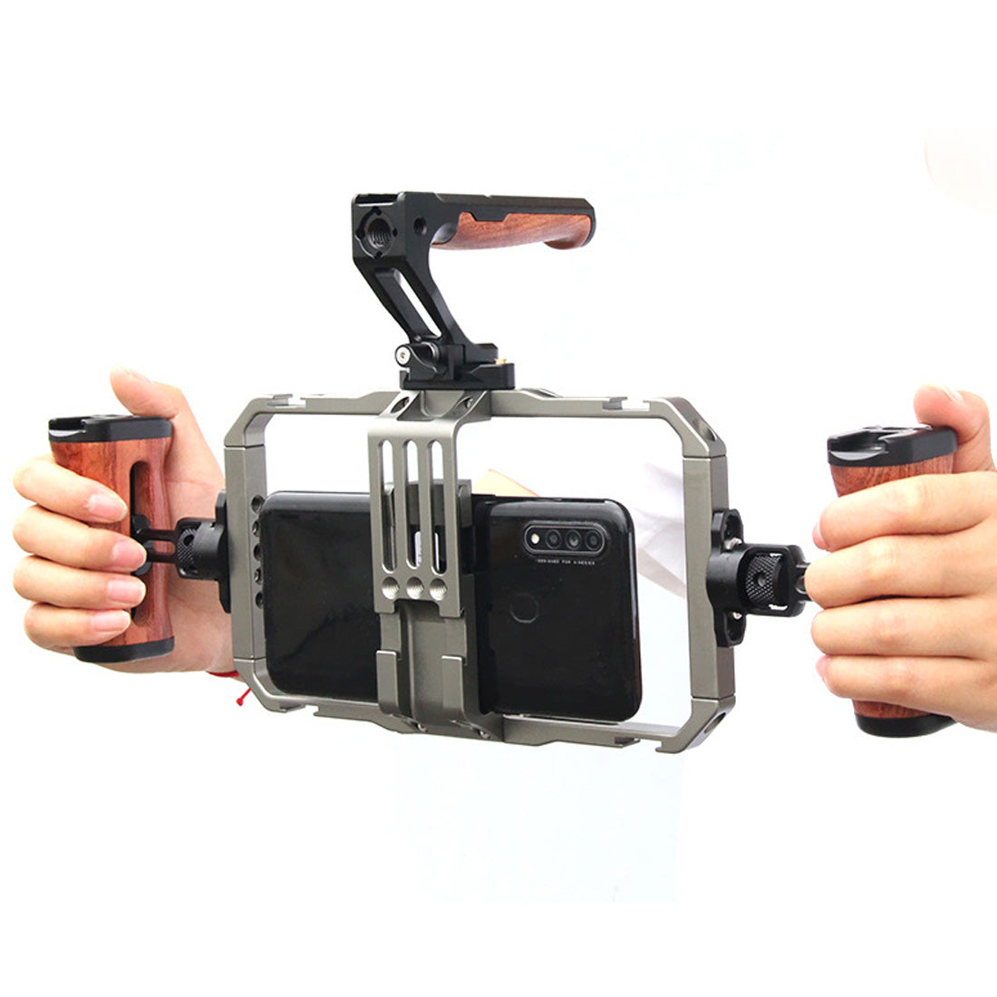 Topcine Universal Phone Video Rig Kit Compatible with iPhone Android, Filmmaking Vlogging Rig Aluminium Alloy Phone Video Cage Grip with Cold Shoe Mount for Videomaker Videographer,Video Stabilizer Rig TOPCINE