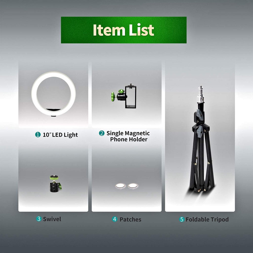 Topcine Ring Light with Stand 10 inch Dimmable LED Tripod Magnetic Suction Phone Holder for Live Stream/YouTube/TikTok/Photography/Make Up/Video Compatible with iPhone&Android TOPCINE