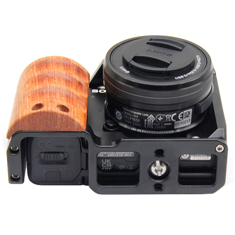 Topcine Camera Full Cage with Wood Handle Compatible for Sony Alpha ZV-E10 Camera, Aluminum Alloy Camera Rig for Sony ZVE10 Camera. 3/8"-16 Locating Holes for ARRI Camera Cages TOPCINE
