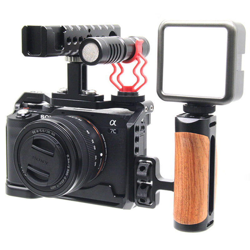 Topcine Camera Full Cage Compatible for Sony A7C Camera, Aluminum Alloy Sony A7C Camera Cage Rig with Cold Shoe Mount for Microphone and Light TOPCINE