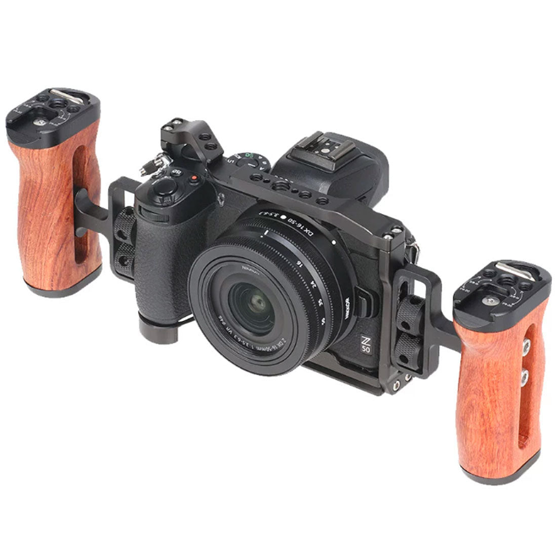 Topcine Camera Cage for Nikon Z50 Camera, Full Aluminium Camera Cage with Multiple 1/4"-20 and 3/8"-16 Holes Cold Shoe Mount Extension for Microphone Light Monitors and More TOPCINE