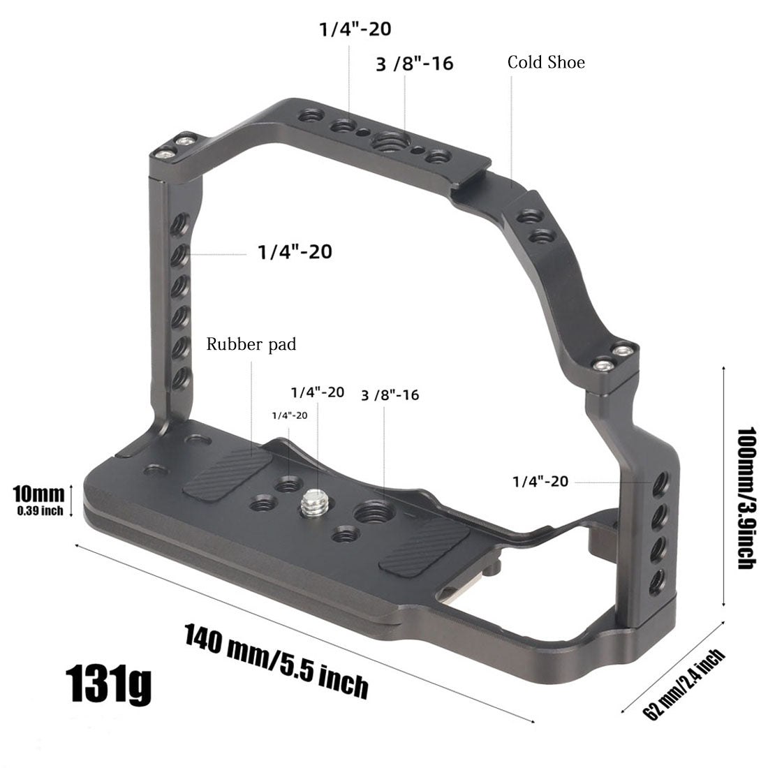 Topcine Camera Cage for Nikon Z50 Camera, Full Aluminium Camera Cage with Multiple 1/4"-20 and 3/8"-16 Holes Cold Shoe Mount Extension for Microphone Light Monitors and More TOPCINE