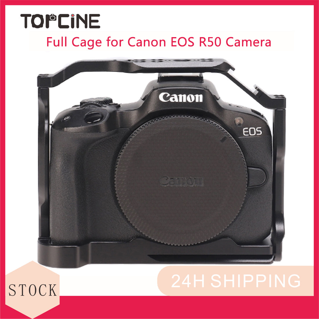 Topcine R50 Camera Cage for Canon EOS R50 Camera, Video Shooting Cage Rig Filming Accessories 3/8“ Arri Locating Cold Shoe Extension for Microphone/ Light TOPCINE