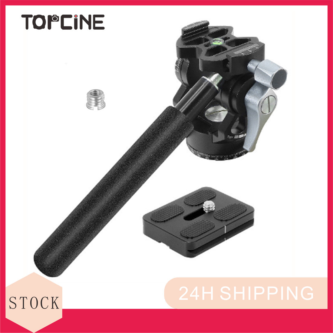 Topcine Video Fluid Head for Camera Tripod, Mini Pan Tilt Head Small Panoramic Ball Head with Arca Swiss Quick Release Plate Lightweight Filming Equipment, with Detachable Handle TOPCINE