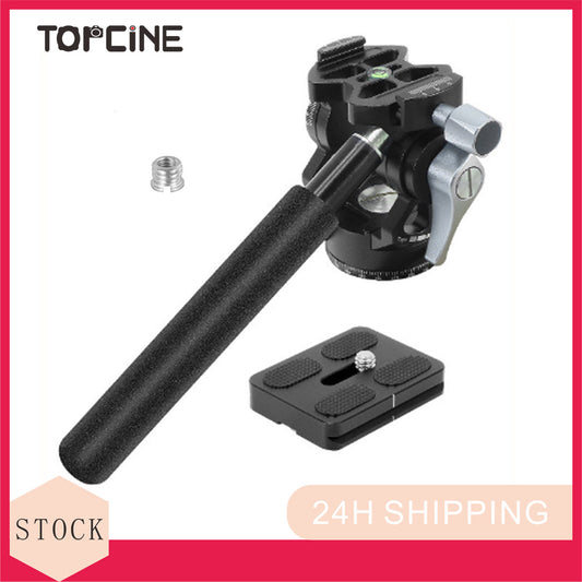 Topcine Video Fluid Head for Camera Tripod, Mini Pan Tilt Head Small Panoramic Ball Head with Arca Swiss Quick Release Plate Lightweight Filming Equipment, with Detachable Handle  TOPCINE